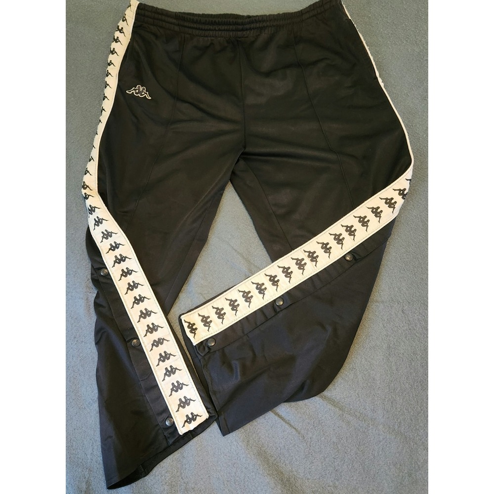 Kappa Men's Black Track Pants 2XL Drawstring 100% Polyester activeware gym
